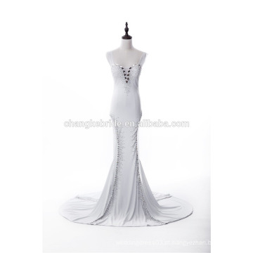 White Crystal Fishtail Evening Dress Vestido de noite Evening Prom Dress Party Dress